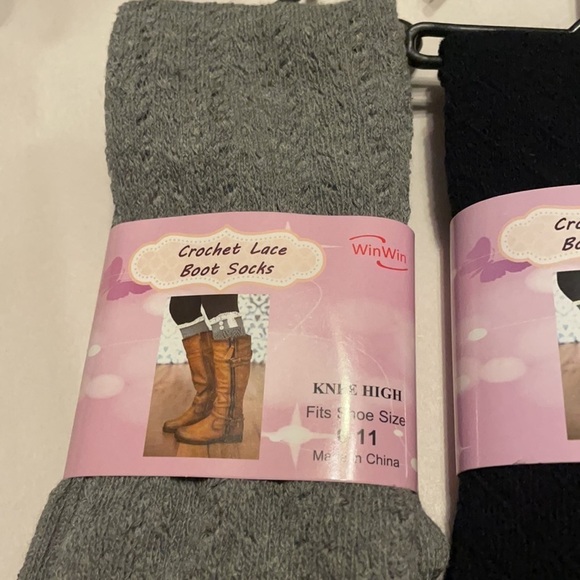 Boot Cuff SOCKS Crochet Lace Boot Topper Detail Lot of 3 Knee high gift - Picture 2 of 7